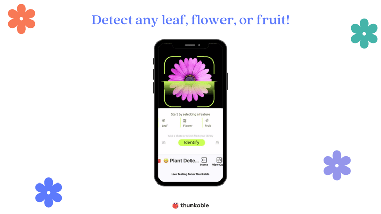 plant image recognition no code app thunkable app template